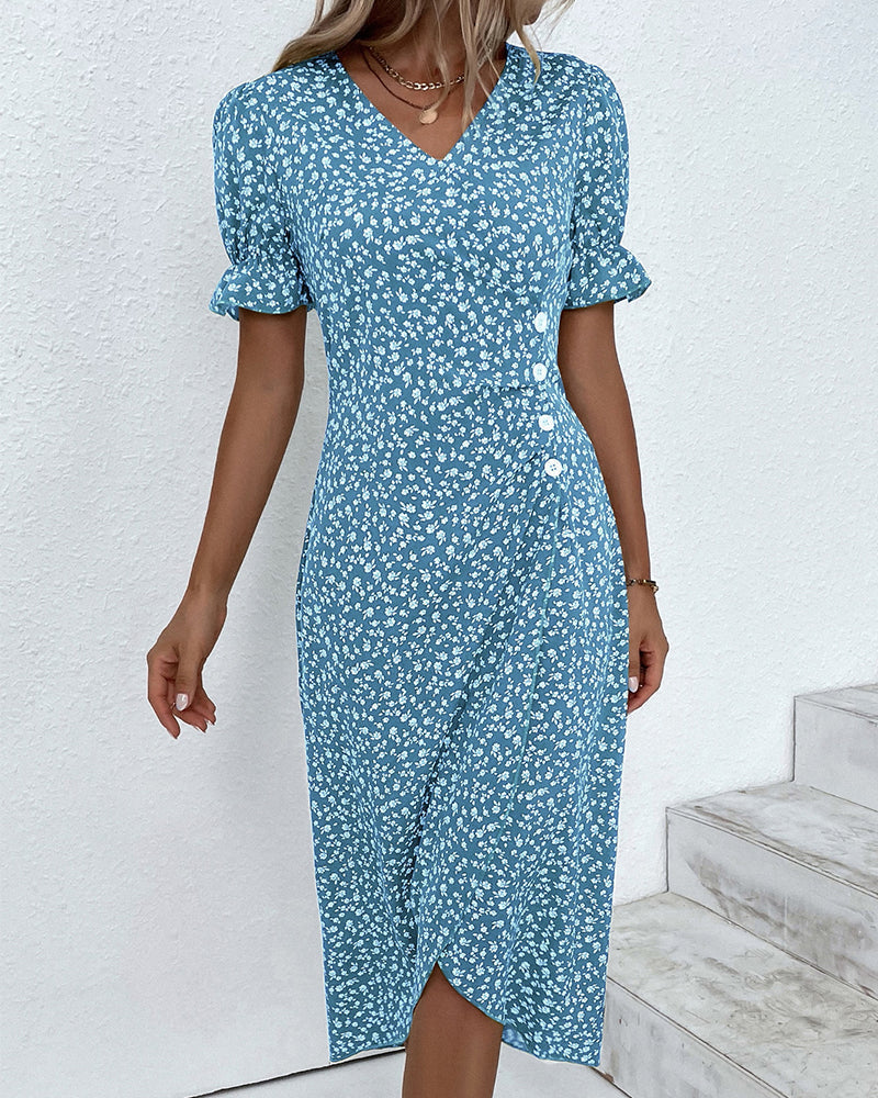 Leah | Blumenjurk mit V-hals