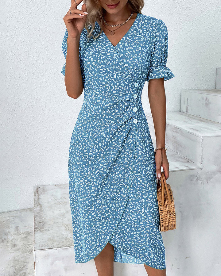 Leah | Blumenjurk mit V-hals