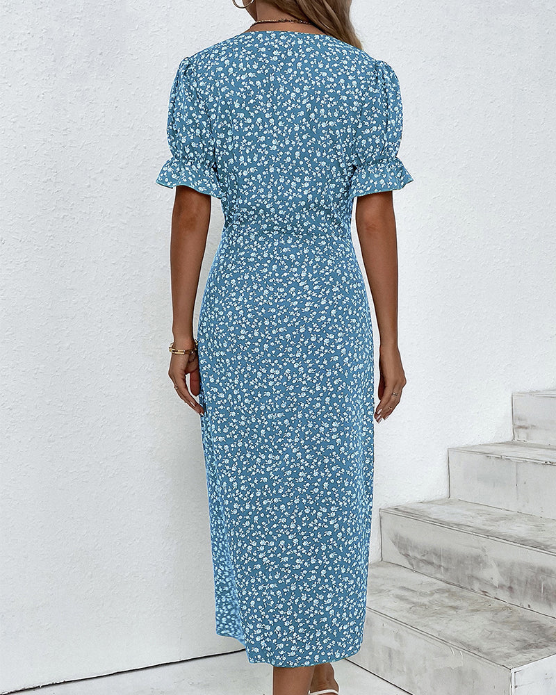 Leah | Blumenjurk mit V-hals