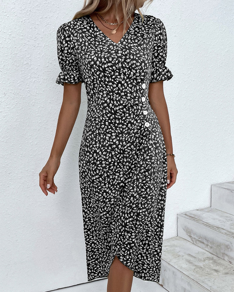 Leah | Blumenjurk mit V-hals