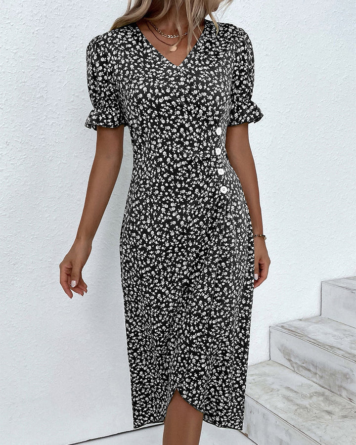 Leah | Blumenjurk mit V-hals