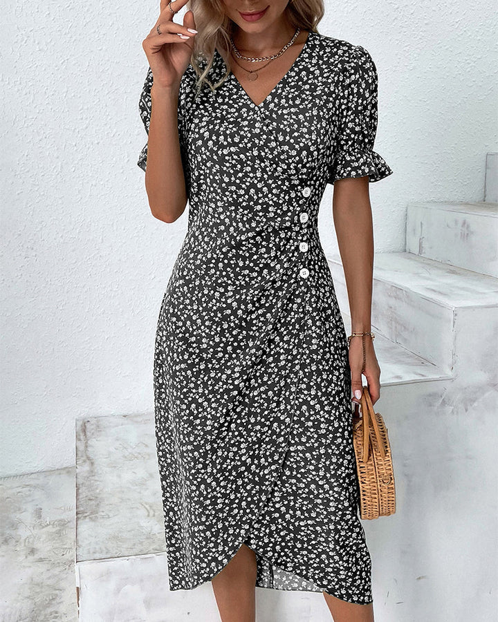 Leah | Blumenjurk mit V-hals
