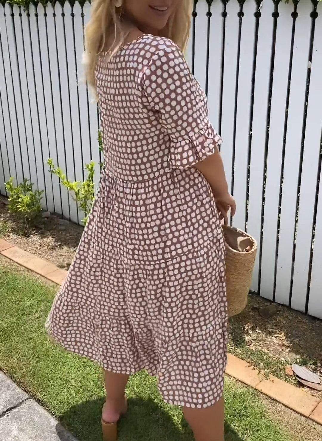 Emilia | Kurzärmeliges Kleid mit Tupfenmuster