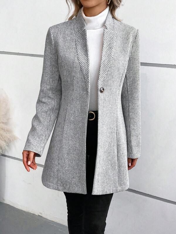 Agathe | Blazer mit Rippstrick und einem Knopf