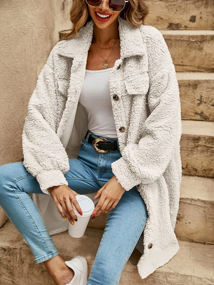 Haley | Bequemer langer Wollstrickjacke