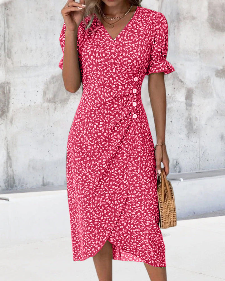 Leah | Blumenjurk mit V-hals