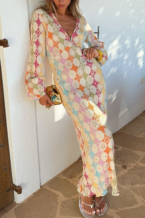 Linda | Geometrisches Maxikleid