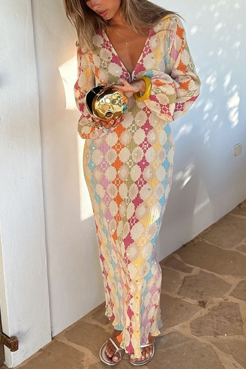 Linda | Geometrisches Maxikleid