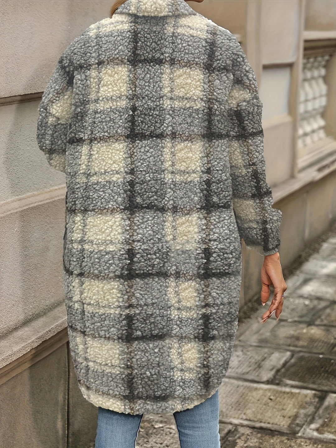 Karola | Karierter Sherpa-Mantel
