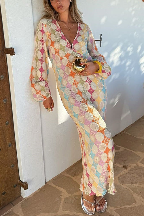 Linda | Geometrisches Maxikleid