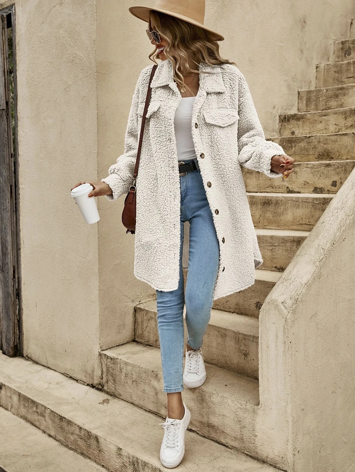 Haley | Bequemer langer Wollstrickjacke