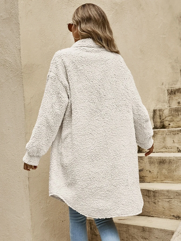 Haley | Bequemer langer Wollstrickjacke