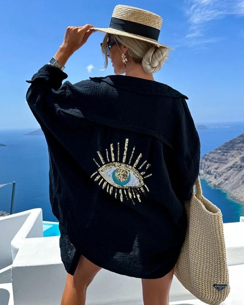Anke |  Casual sequin beaded shirt