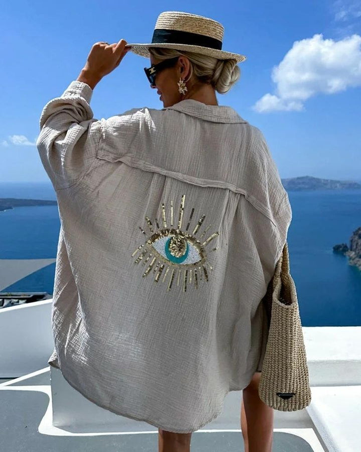 Anke |  Casual sequin beaded shirt