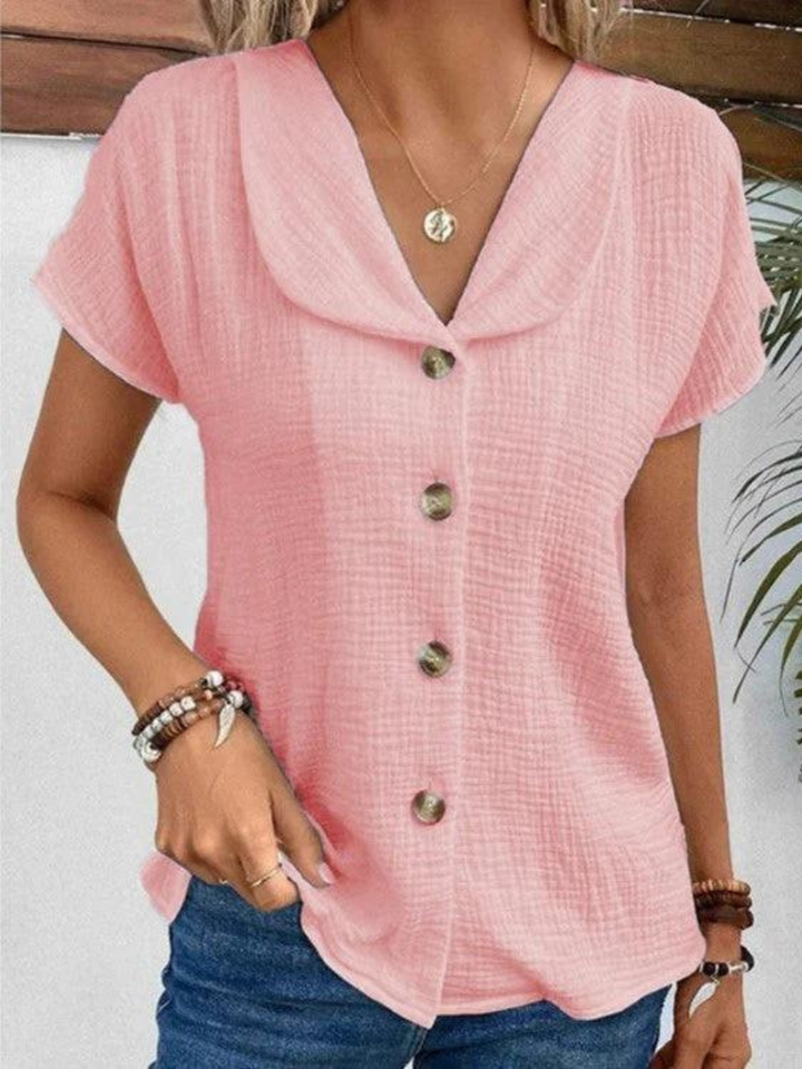 Julia | Modische Bluse mit Stehkragen und Knöpfenk