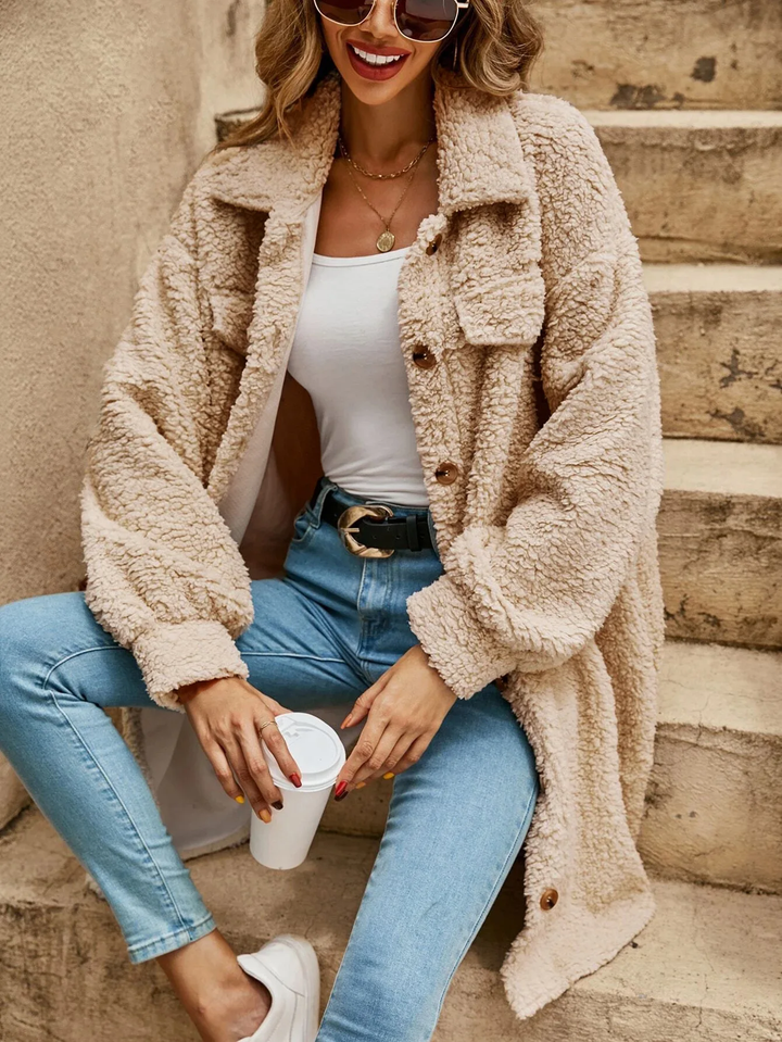 Haley | Bequemer langer Wollstrickjacke