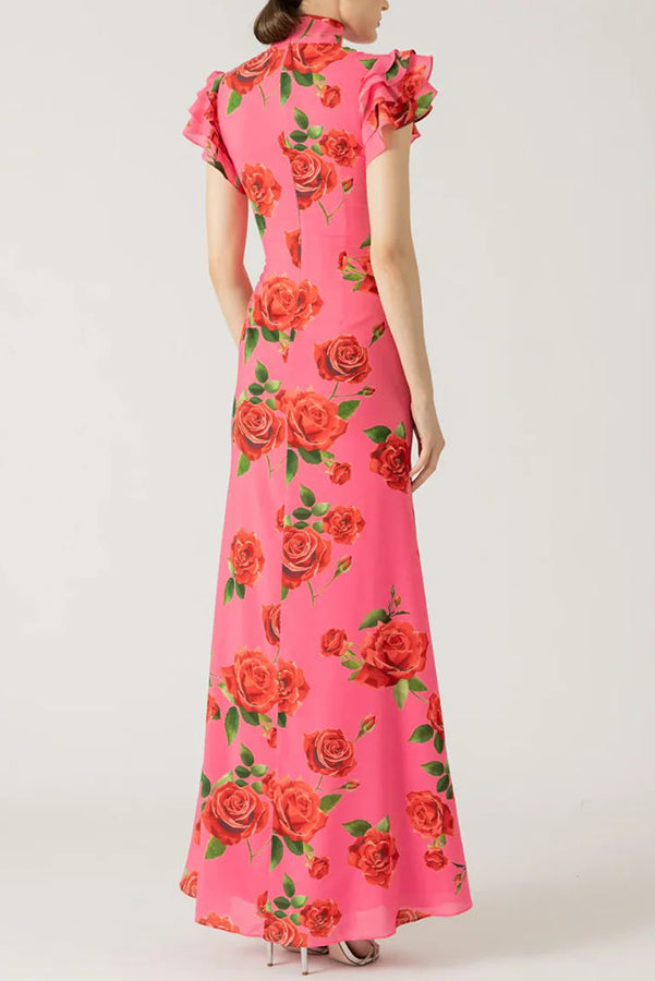 Sandra | Modernes Kleid mit hohem Ausschnitt und ausgestellten Ärmeln