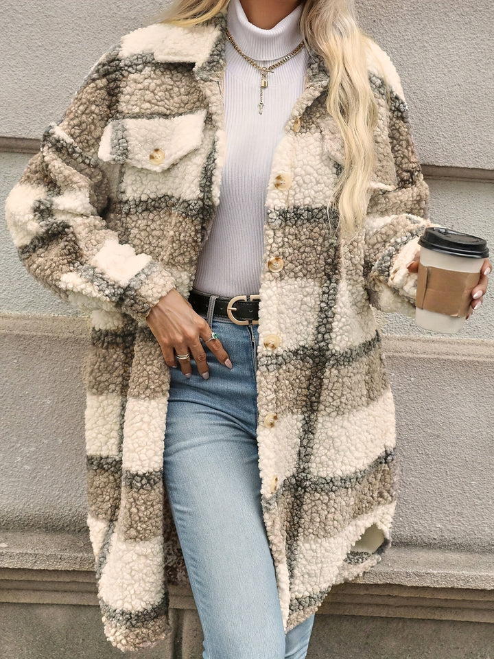Karola | Karierter Sherpa-Mantel