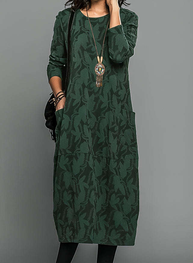 Anja | Elegantes Midi-Kleid in Waldgrün