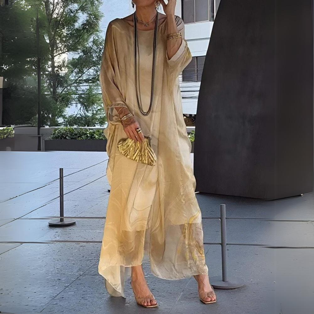 Anke | Elegantes Seiden Chiffon Kleid