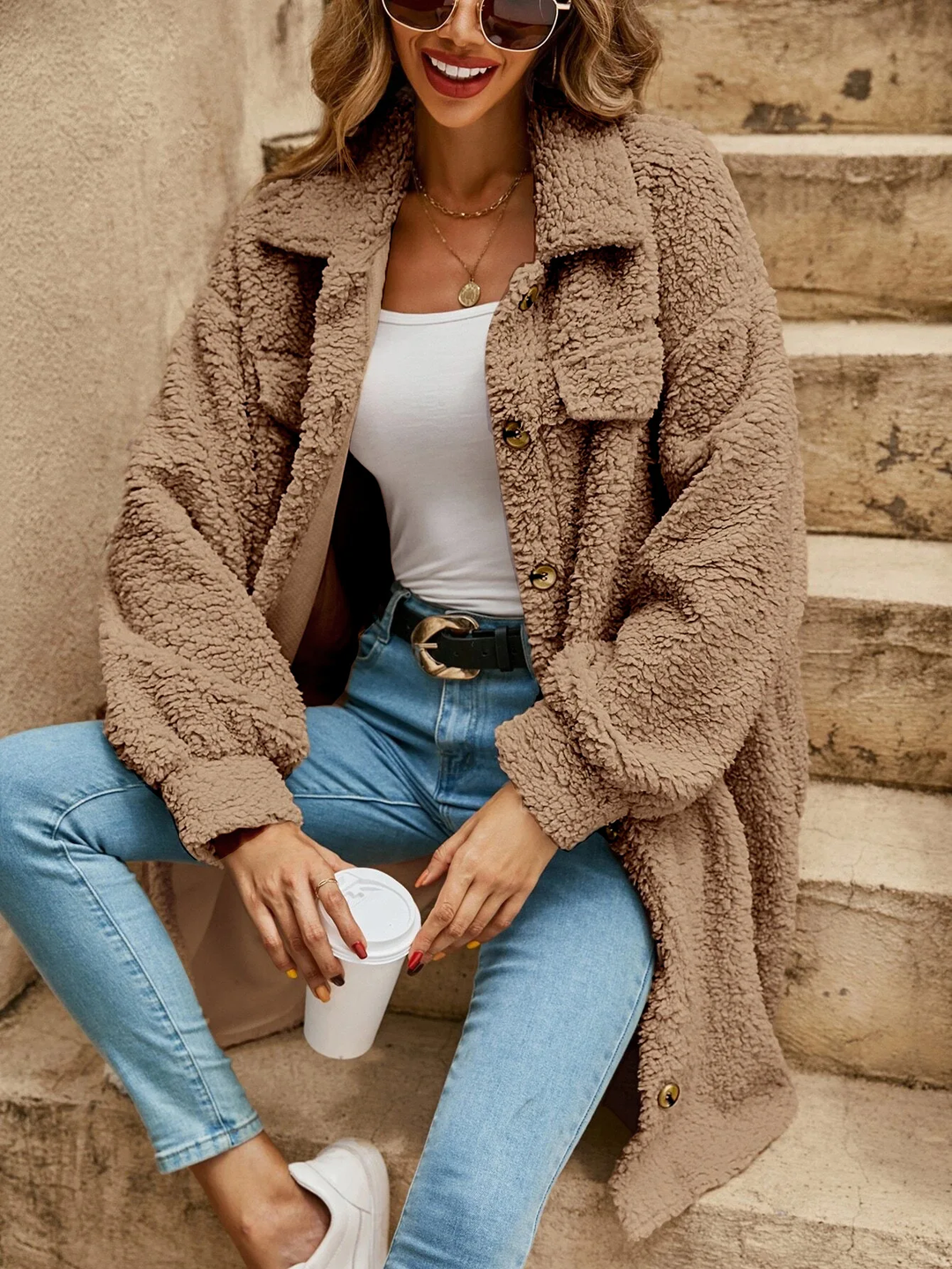 Haley | Bequemer langer Wollstrickjacke