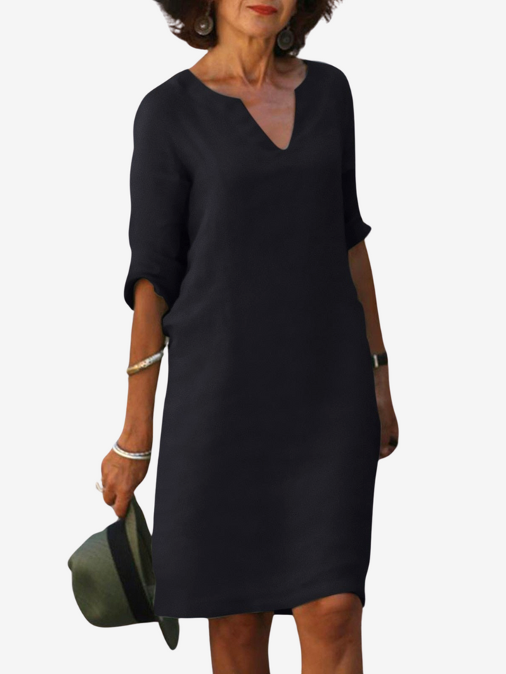 Maritta | Zeitloses Bauchbedeckendes  V-Ausschnitt Kleid