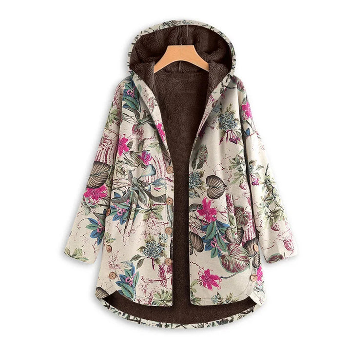 Silke | Neue Herbst Winter Urban Freizeit Stil Warme Baumwolle mit Kapuze Parkas Einreihig Lange Dicke Plus Samt Gedruckt Weiblich