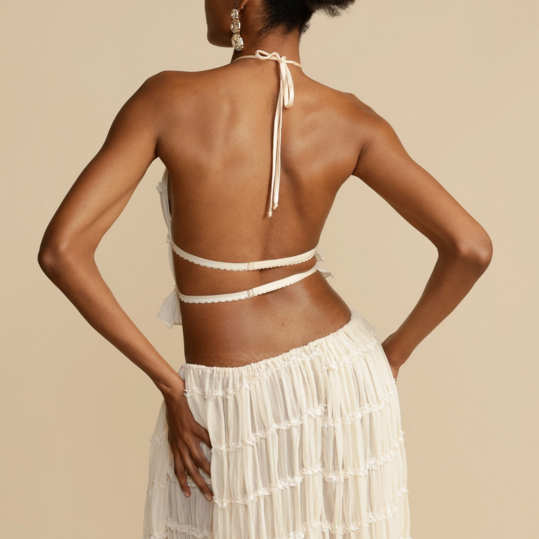 LINA | ELEGANTE TOP UND SMOKE SET MIT HALTER