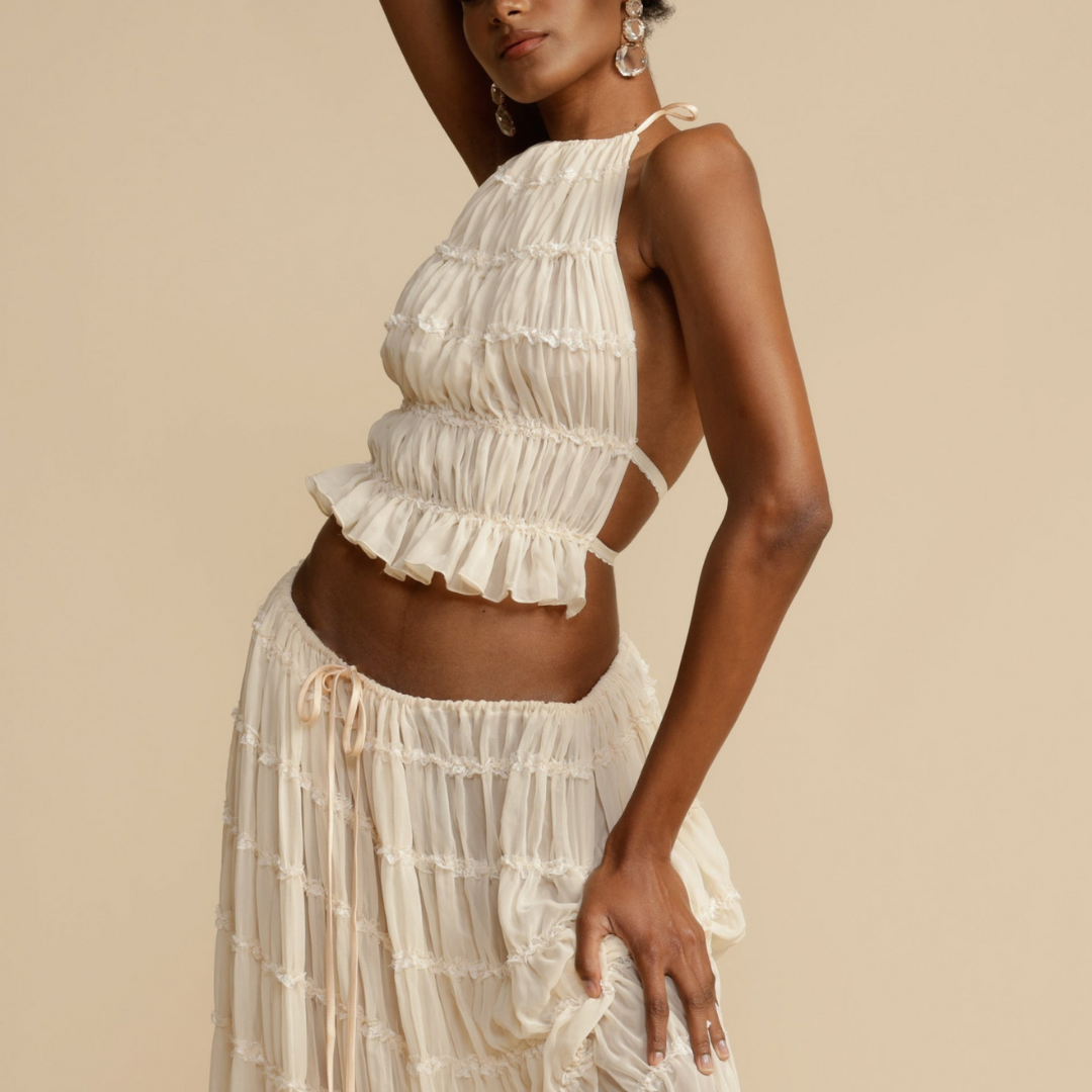 LINA | ELEGANTE TOP UND SMOKE SET MIT HALTER