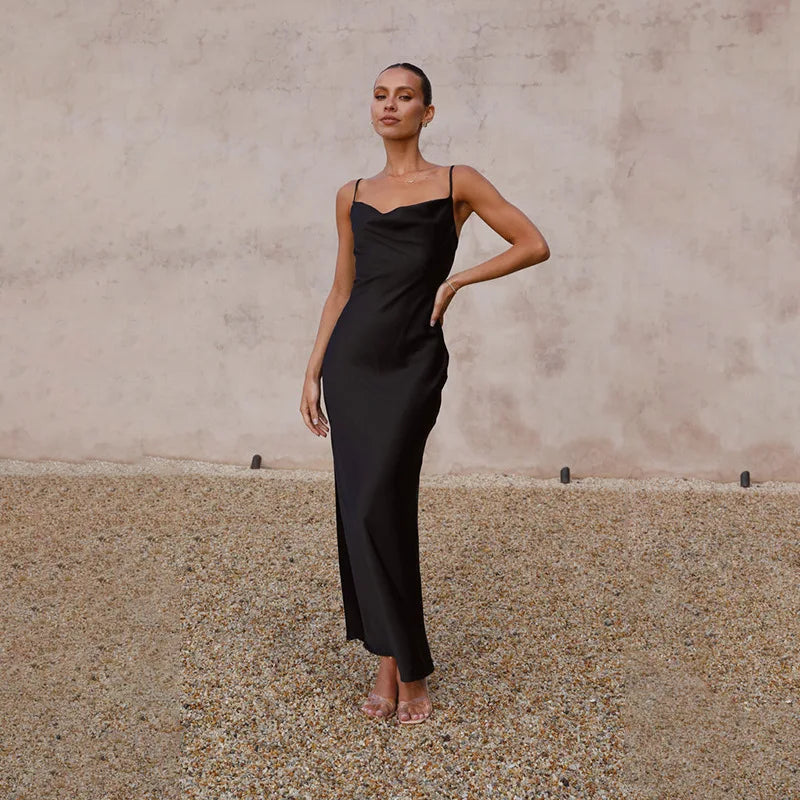 Vanessa | Langes Satin-Kleid