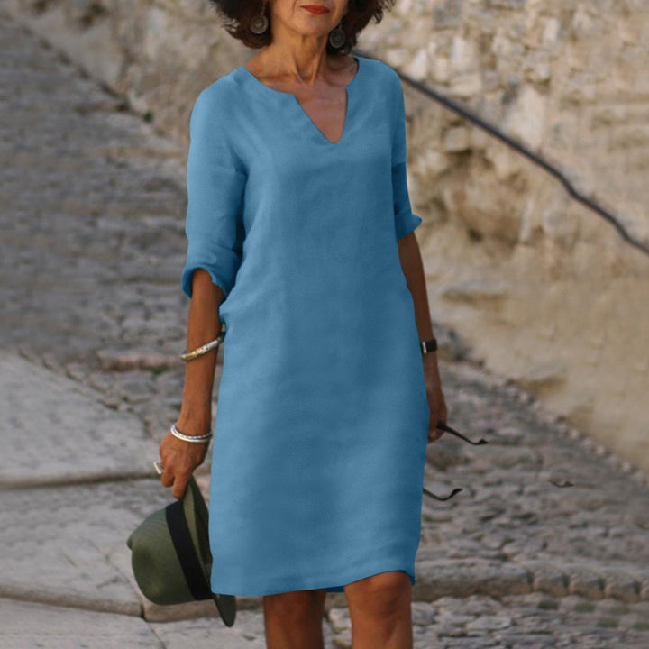 Maritta | Zeitloses Bauchbedeckendes  V-Ausschnitt Kleid