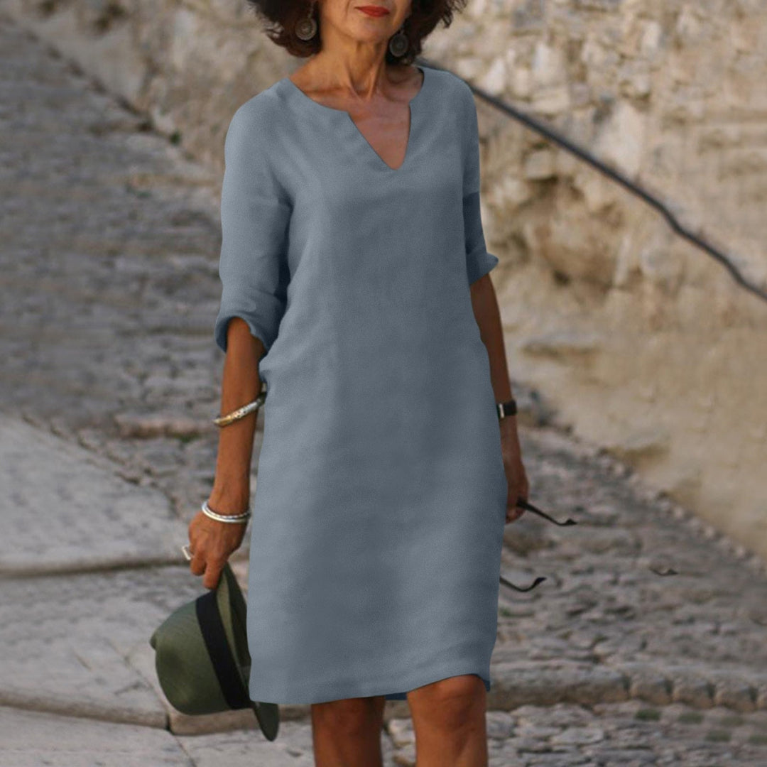Maritta | Zeitloses Bauchbedeckendes  V-Ausschnitt Kleid