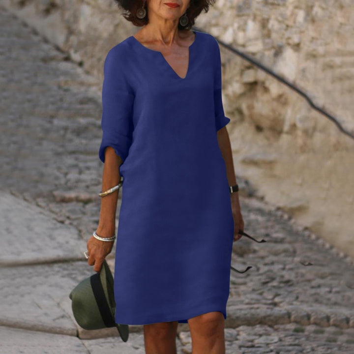 Maritta | Zeitloses Bauchbedeckendes  V-Ausschnitt Kleid