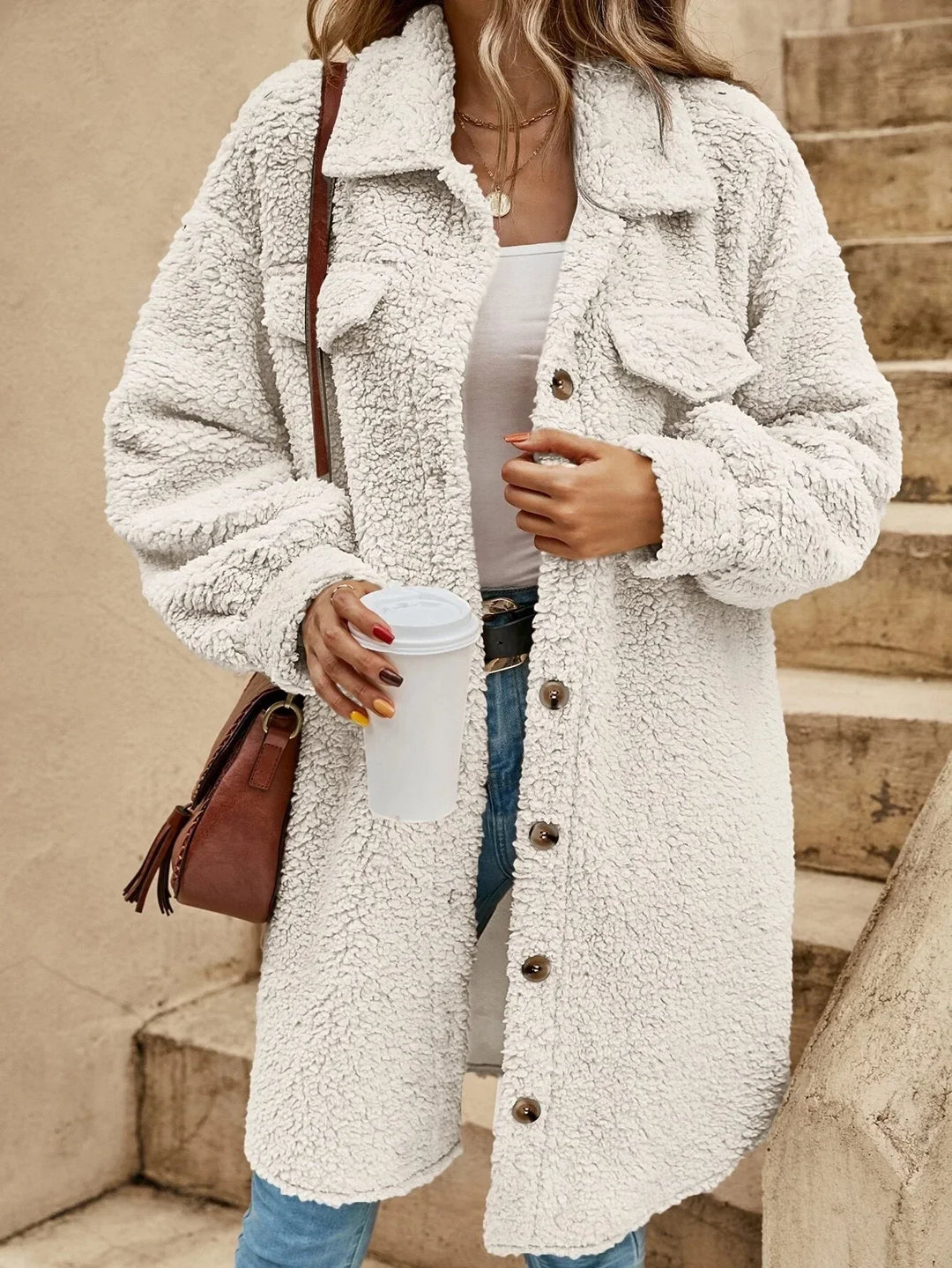 Haley | Bequemer langer Wollstrickjacke