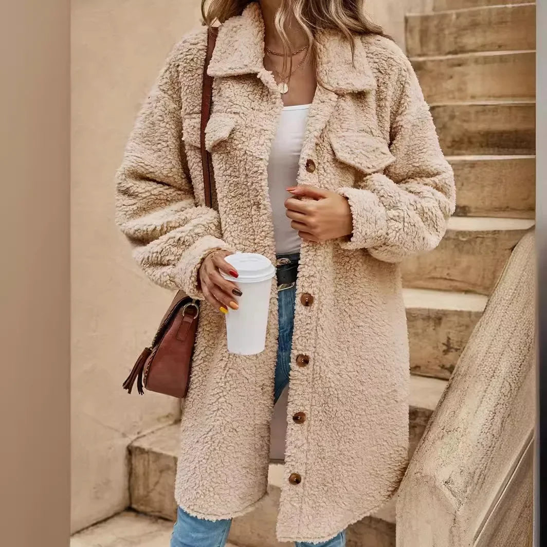 Haley | Bequemer langer Wollstrickjacke
