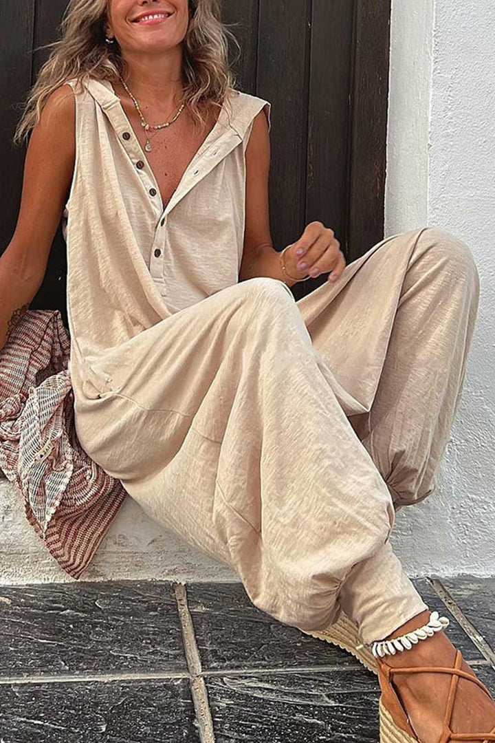 Sara | Ärmelloser Jumpsuit mit Kapuze