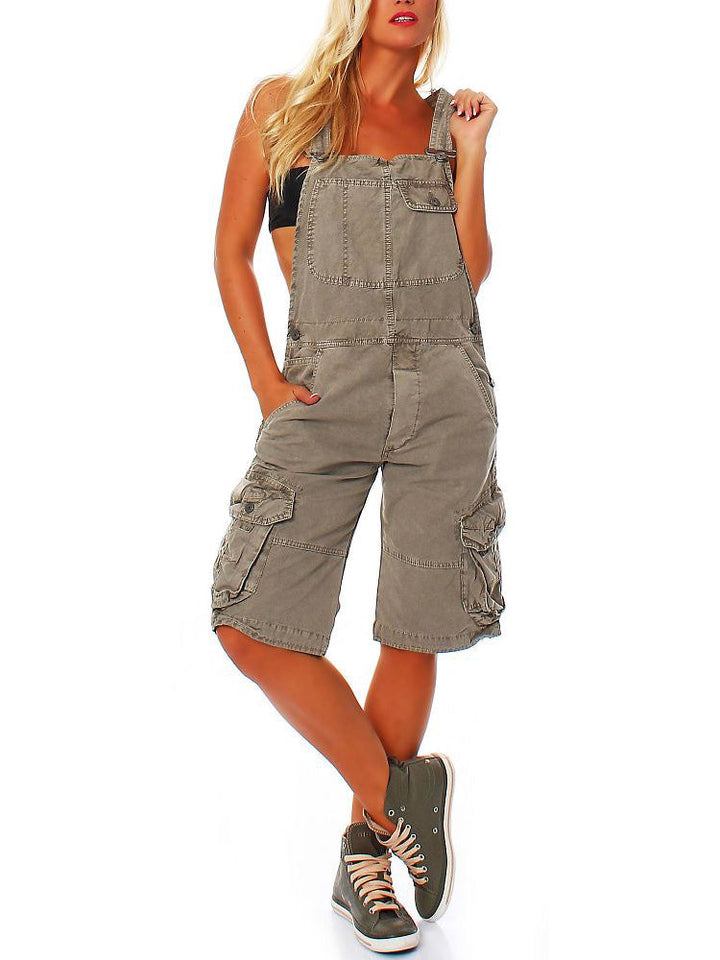 SARA | Verstellbare Denim-Latzhose für Damen mit Cargotaschen