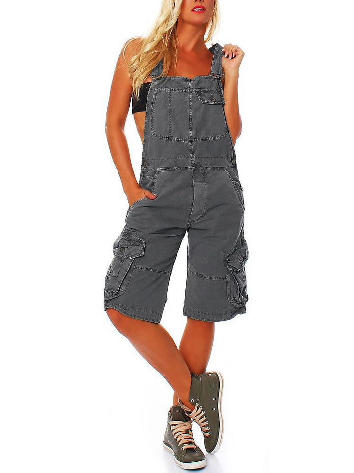 SARA | Verstellbare Denim-Latzhose für Damen mit Cargotaschen