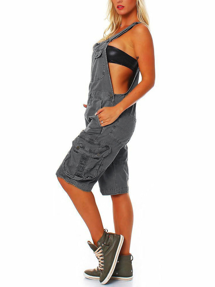 SARA | Verstellbare Denim-Latzhose für Damen mit Cargotaschen