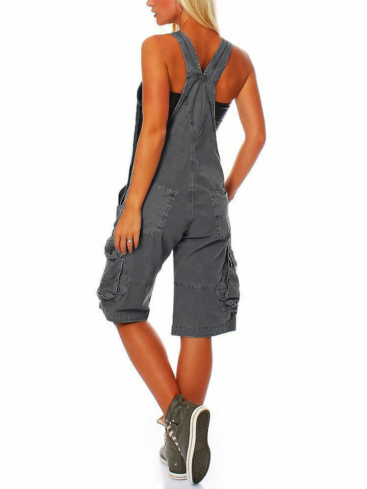 SARA | Verstellbare Denim-Latzhose für Damen mit Cargotaschen