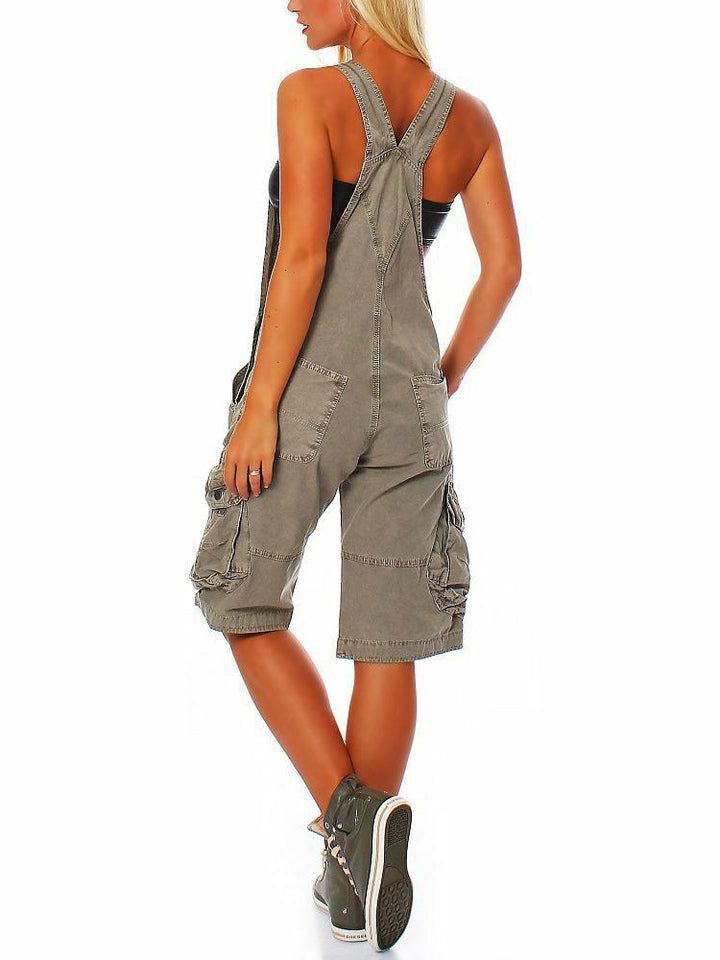 SARA | Verstellbare Denim-Latzhose für Damen mit Cargotaschen