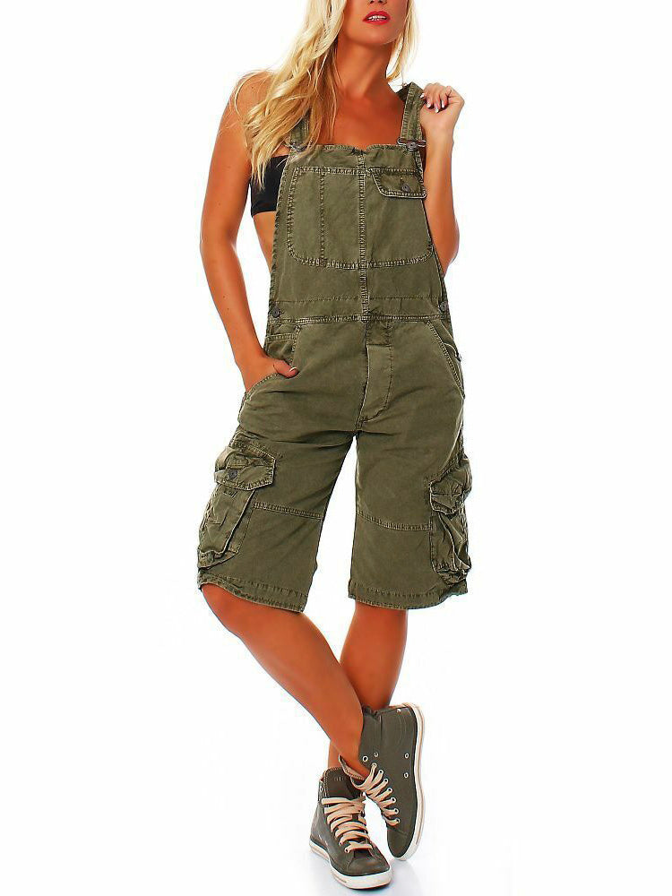 SARA | Verstellbare Denim-Latzhose für Damen mit Cargotaschen