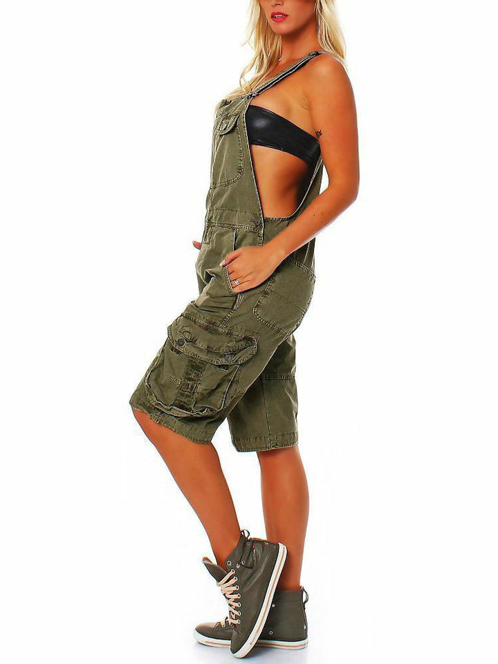 SARA | Verstellbare Denim-Latzhose für Damen mit Cargotaschen