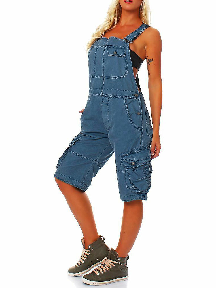 SARA | Verstellbare Denim-Latzhose für Damen mit Cargotaschen