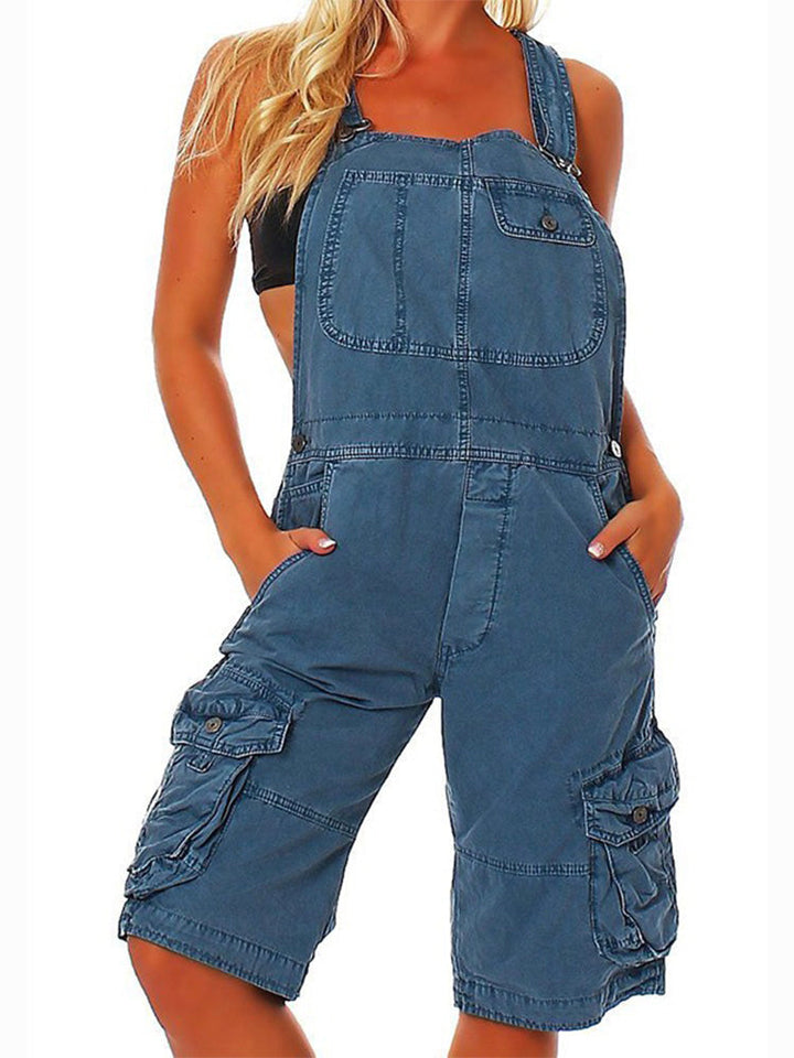 SARA | Verstellbare Denim-Latzhose für Damen mit Cargotaschen