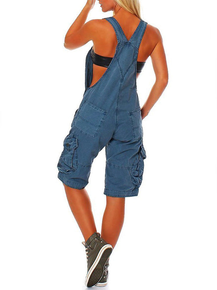 SARA | Verstellbare Denim-Latzhose für Damen mit Cargotaschen