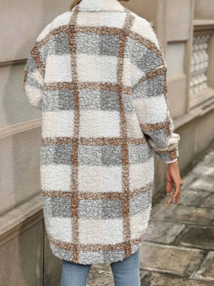 Karola | Karierter Sherpa-Mantel