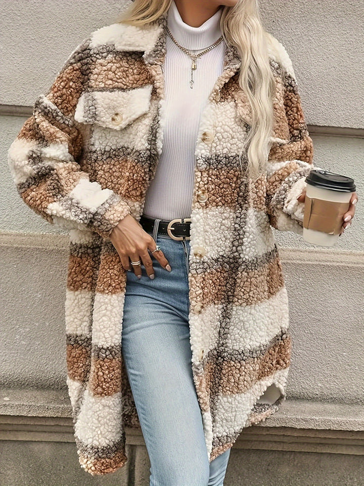 Karola | Karierter Sherpa-Mantel