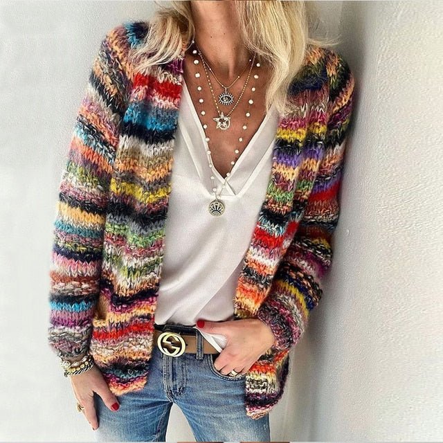 Irene | Mehrfarbige Strickjacke