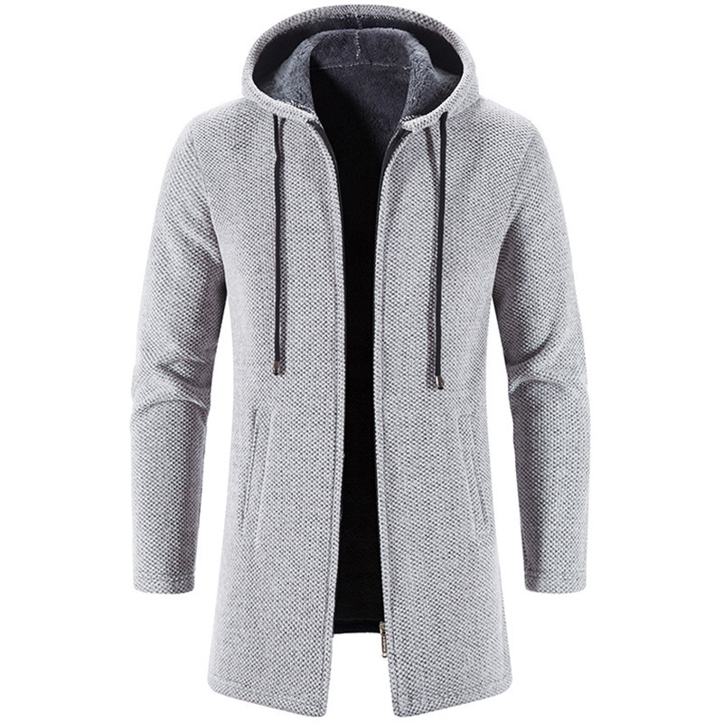 Alex | Stylischer langer Cardigan aus Wollmischung mit Kapuze